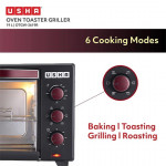 Usha 19L (OTGW 3619R) Oven Toaster Grill (Wine & Matte Black)