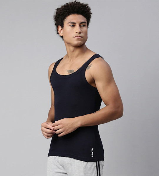 Men Pack of Two Solid Innerwear Vests