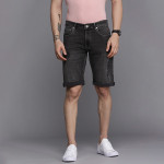 Men Black Slim Fit Distressed Denim Shorts