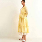 Women Yellow Ethnic Embroidered Cotton Longline Shrug