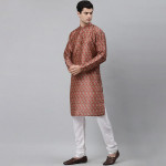 Men Maroon Ethnic Motifs Kurta