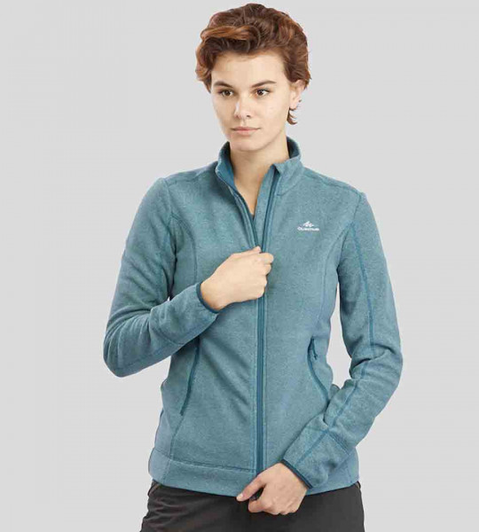 Women Blue Solid Windcheater and Water Resistant Sporty Jacket