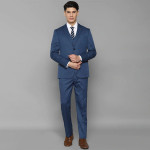 Men Blue Solid Slim-Fit Single Breasted 3-Piece Suits