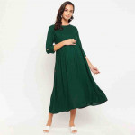 Maternity Women Green Solid Midi Dress