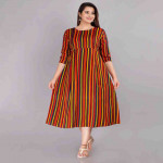 Multicoloured Striped Maternity Empire Midi Dress