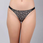 Women Black Animal Print Low-Rise Thong Briefs