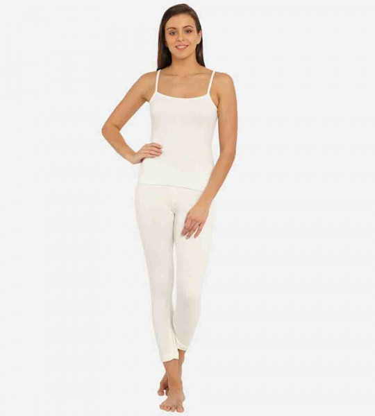 Women Off-White Solid Thermal Camisole