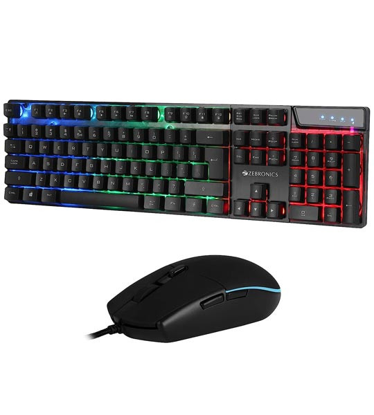 Zebronics Zeb-War Gaming Keyboard and Mouse Combo (Gold Plated USB, Braided Cable)