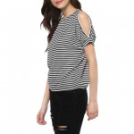 Black Viscose Striped Top