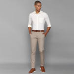 Men Beige Textured Slim Fit Trouser