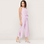 "Women Printed Belt-Detail Jumpsuit "