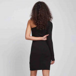 Black Solid One Shoulder Bodycon EcoVero Mini Dress