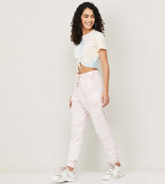 "Women Tie & Dye Drawstring Waist Joggers "