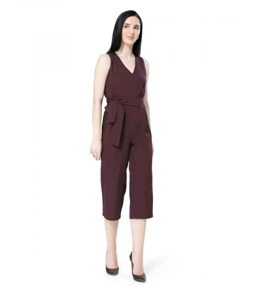 Tie Front Solid Jumpsuit