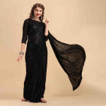 Black Embellished Sequinned Pure Georgette Saree