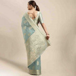 Blue & Gold-Toned Ethnic Motifs Zari Organza Kanjeevaram Saree