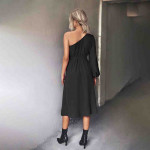 Black One Shoulder A-Line Dress