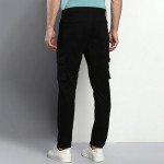 Men Black Tapered Fit Cargos Trousers