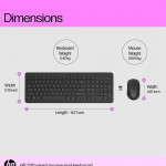 HP 330 Wireless Black Keyboard and Mouse Set with Numeric Keypad, 2.4GHz Wireless Connection and 1600 DPI