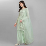 Green Embellished Silk Georgette Semi-Stitched Dress Material