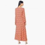 " Women Printed Maxi Dress with Button Placket "