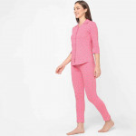 Women Pink & White Printed Night suit