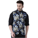 Hangup Men's Printed Cotton Nehru Jacket/ waist coat , color Black. Size 38 (120APrintedNehru)